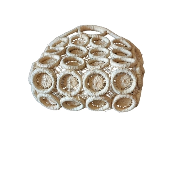 Handcrafted Wheel shaped raffia beach tote basket color cream - Picture 4 of 5